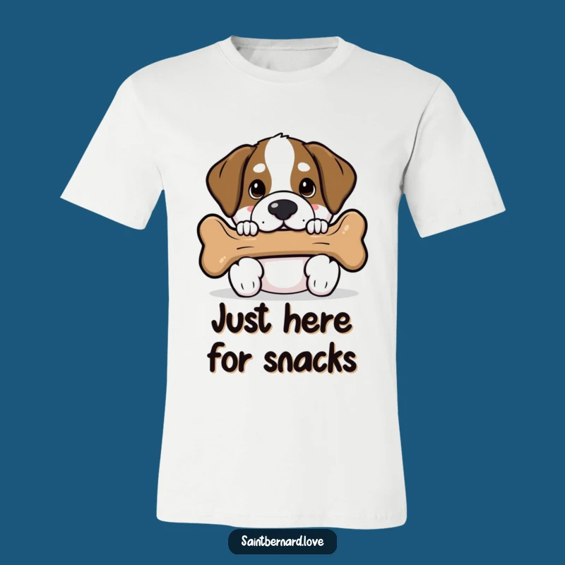 Funny Saint Bernard Bone T-Shirt - Kawaii Peek-a-Boo Dog Humor Tee