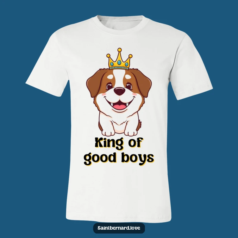 Funny Saint Bernard Royal Grin T-Shirt - Crowned Canine Apparel