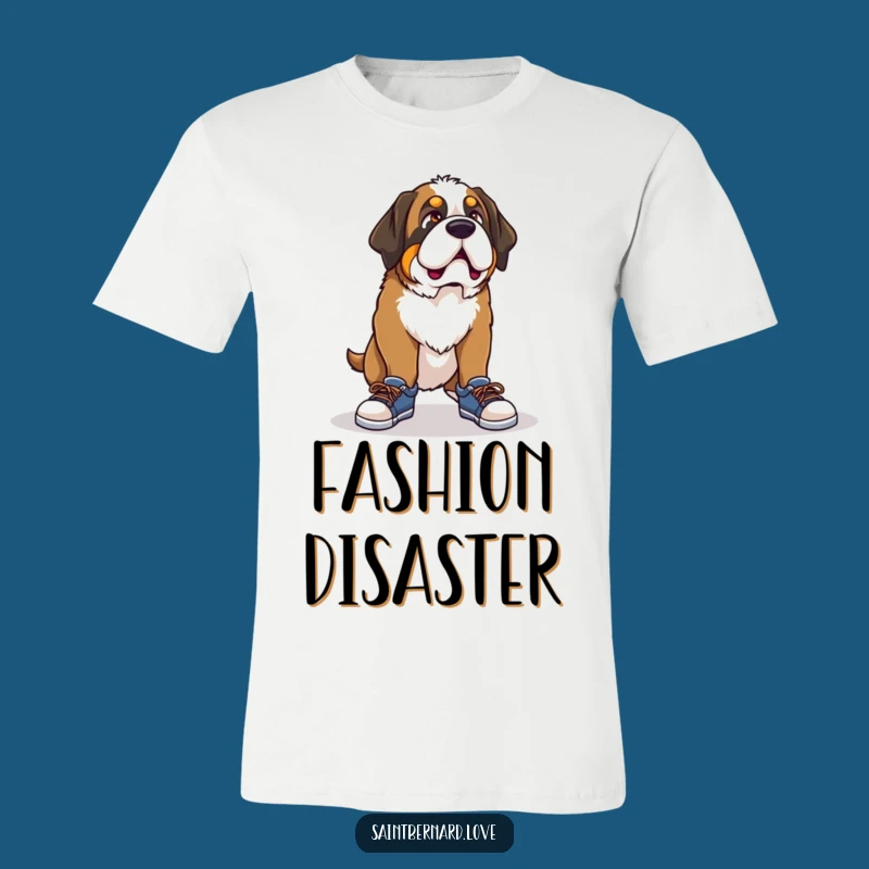 Funny Saint Bernard Shoe T-Shirt - Comical Pup, Tiny Footwear