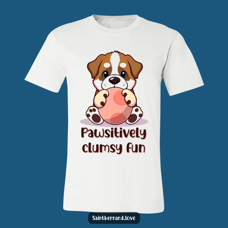 Funny Saint Bernard T-Shirt: Big Paws, Big Fun - Hilarious Playtime Dog Tee Gift