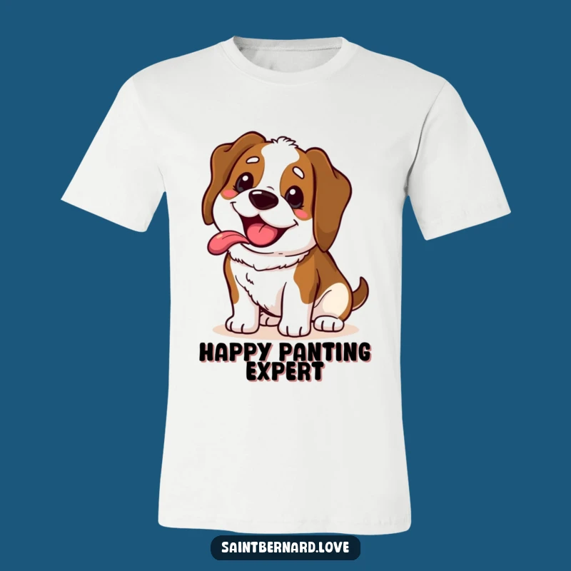 Funny Saint Bernard Grin T-Shirt - Happy Panting Dog Humor Tee