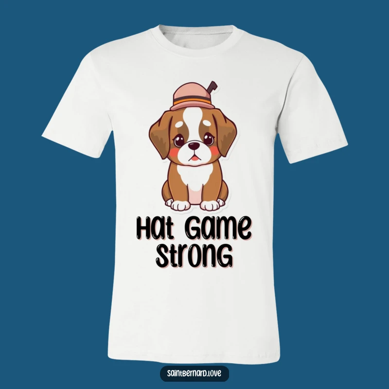 Funny Kawaii Saint Bernard Hat T-Shirt: Wear Your Dapper Dog Style!