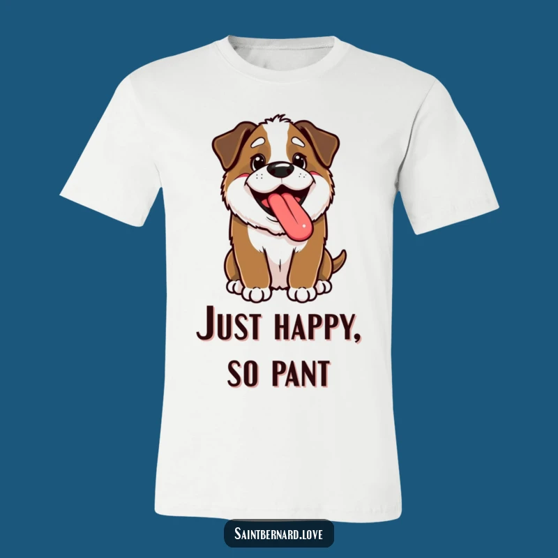 Funny Kawaii Saint Bernard T-Shirt - Happy Panting Pup, Joyful Dog Tee