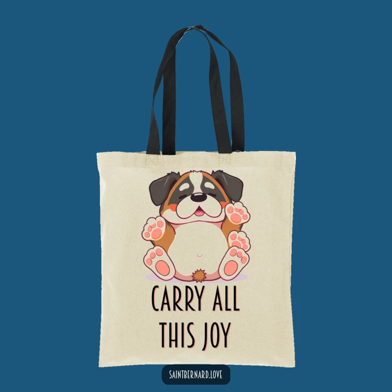 Funny Saint Bernard Tote Bag - Kawaii Rolling Dog Paws Up Eco Bag