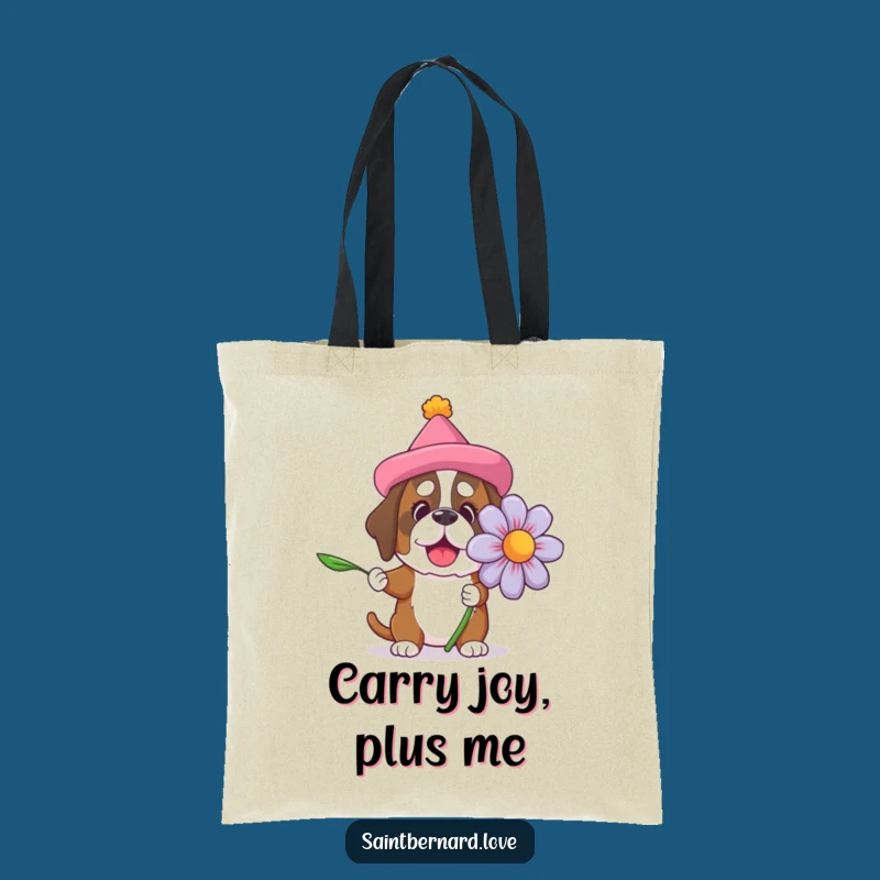 Funny Saint Bernard Flower Tote Bag: Carry Your Laughs with a Big Dog