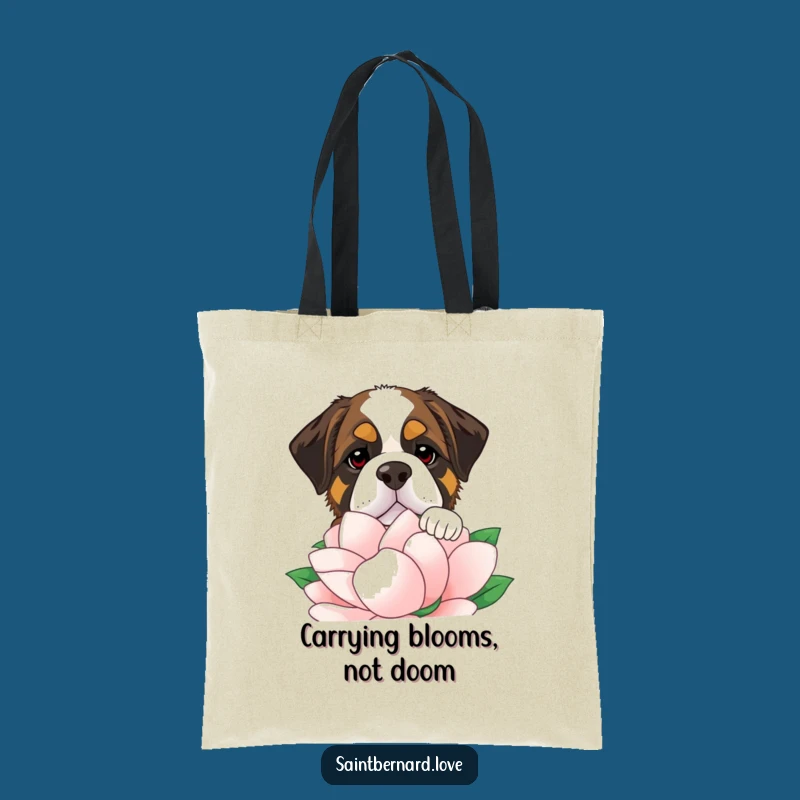 Funny Saint Bernard Flower Tote Bag - Stylish & Humorous Dog Accessory