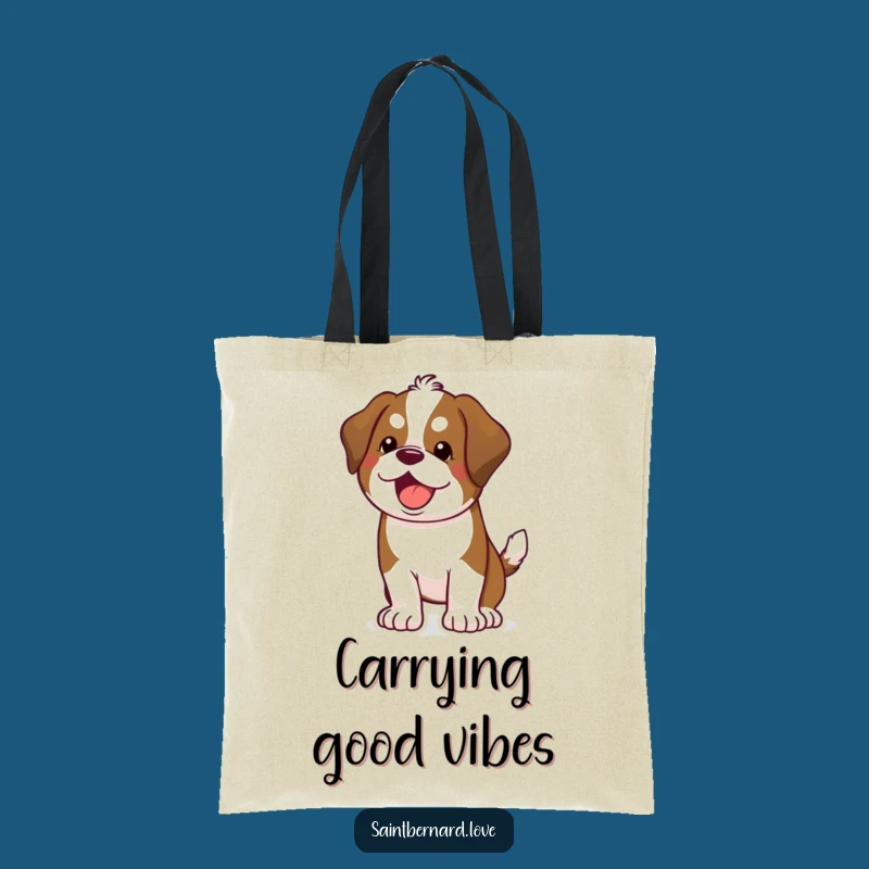 Funny Saint Bernard Wagging Tote Bag - Happy Dog Accessory, Gift Idea
