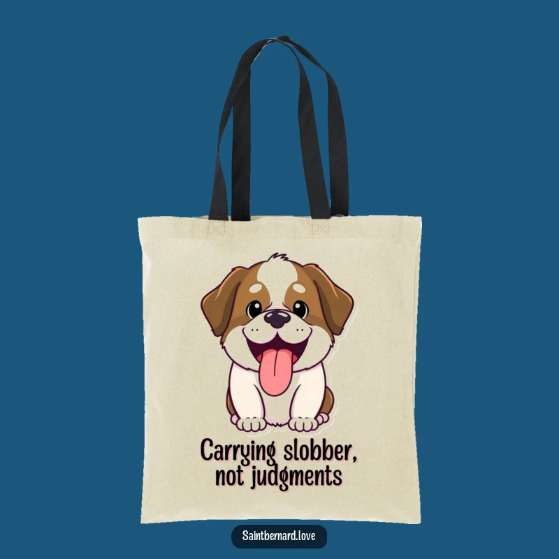 Funny Saint Bernard Tote Bag: Cute Kawaii Dog Panting, Humorous Gift