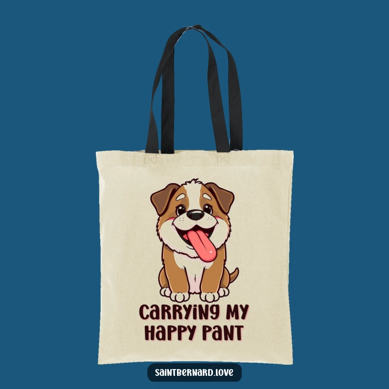 Funny Kawaii Saint Bernard Tote Bag - Happy Panting Pup, Carry Joy