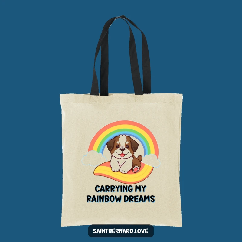 Funny Rainbow Saint Bernard Tote Bag - Adorable Puppy Accessory