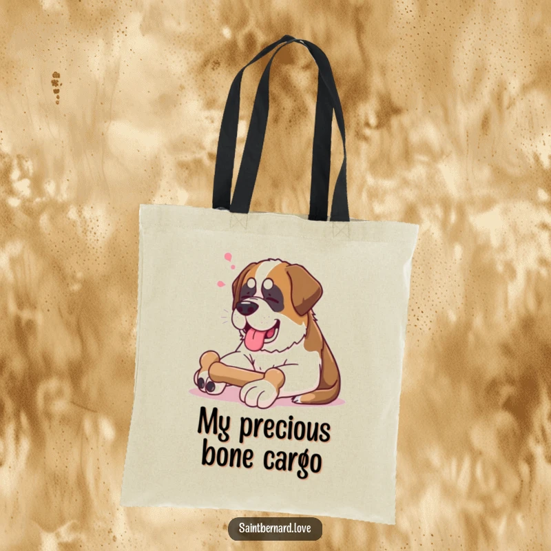 Funny Saint Bernard Tote Bag: Durable tote featuring a contented Saint Bernard lounging with a bone, a practical and humorous dog accessory.