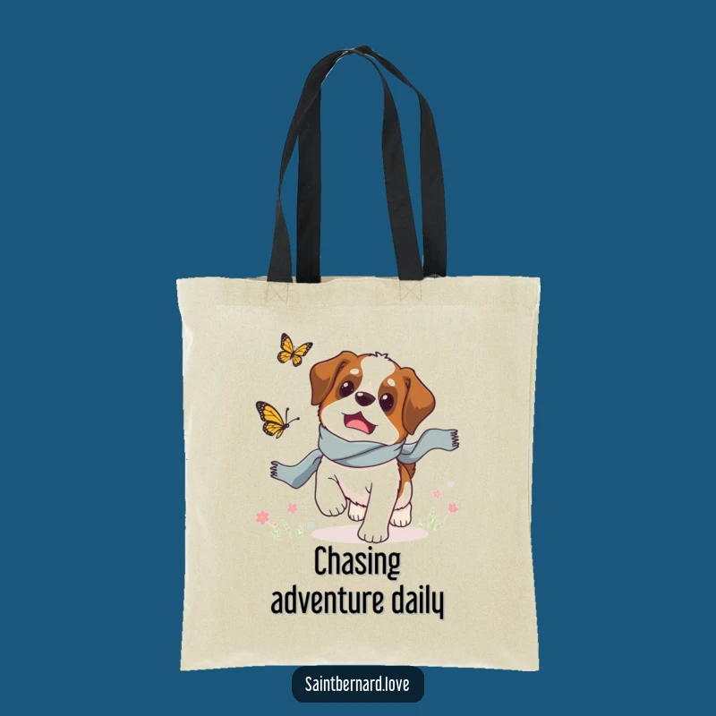 Funny Saint Bernard Butterfly Chase Tote Bag: Carry Your Love for Playful Pups