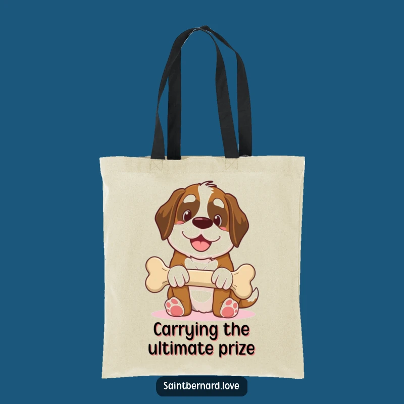 Funny Saint Bernard Tote Bag: Giant Bone Gift, Humorous Gift