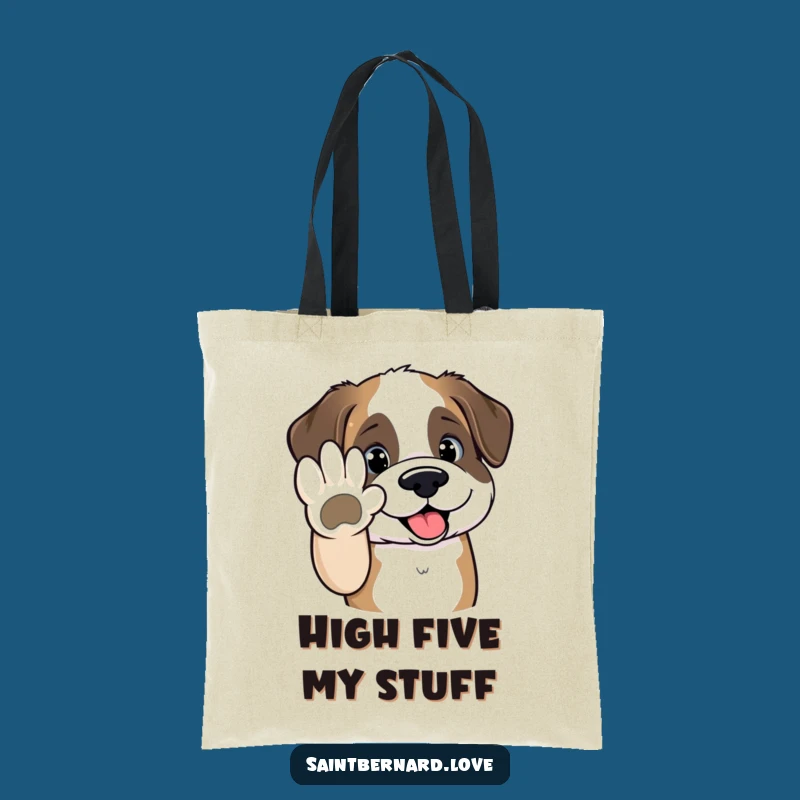 Funny Saint Bernard Tote Bag - Kawaii High Five Eco Bag for Gifts