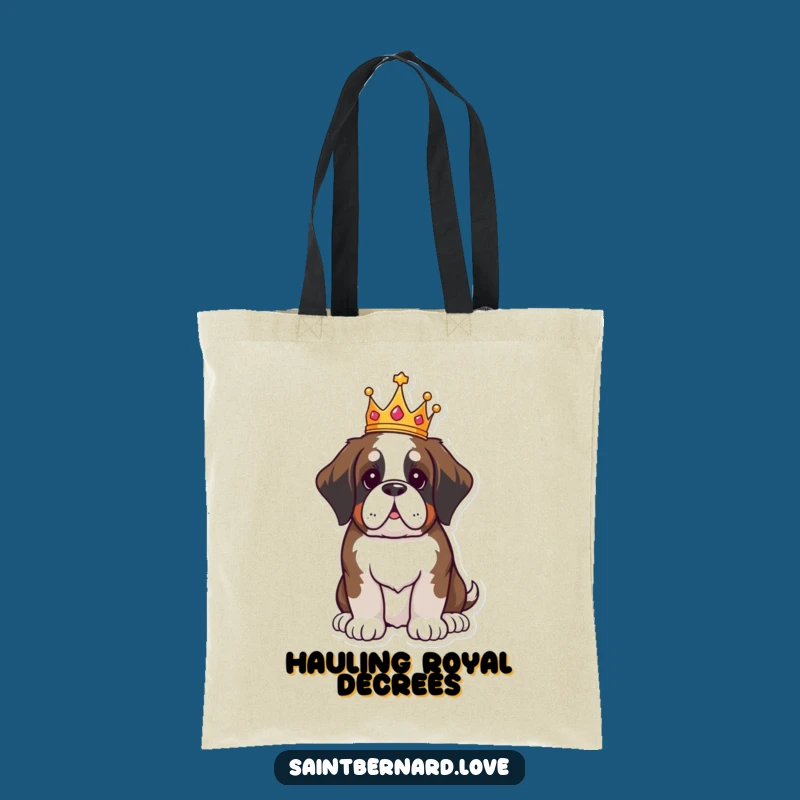 Funny Saint Bernard Tote Bag: Proud Kawaii King, Humorous Gift